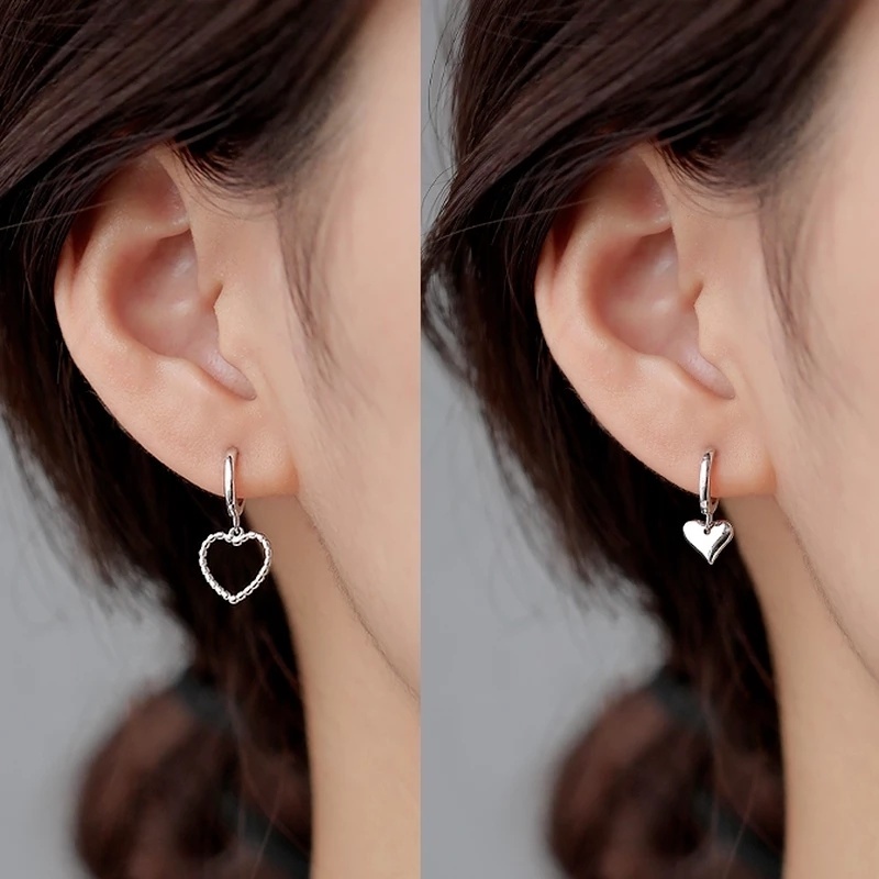 1 Đôi Bông Tai Kim Loại Hình Trái Tim Thời Trang Hàn Quốc Dành Cho Nữ