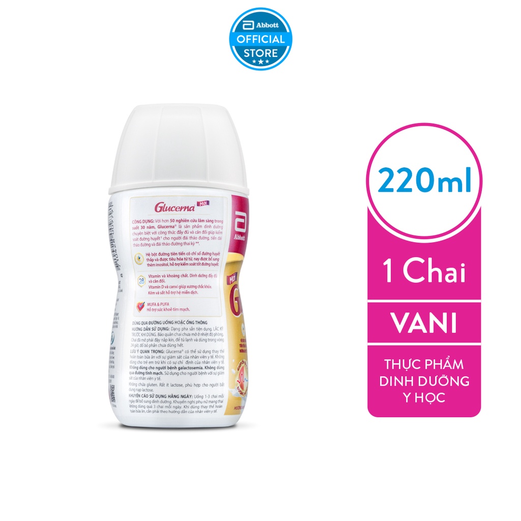 Thùng 30 Sữa nước dành cho người bị tiểu đường Glucerna Abbott 220ml/chai