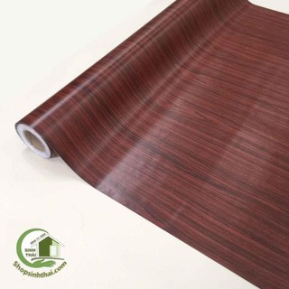 Giấy dán tường vân gỗ màu nâu đỏ - [ 50cm x khổ 1,2m ] có sẵn keo
