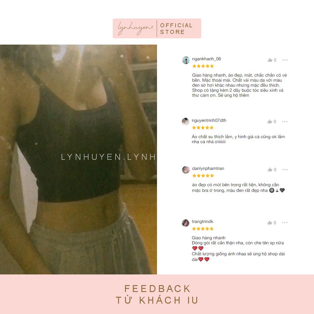 [Mã SKAMLSW194 giảm 100% đơn 50K] Áo 2 Dây Nữ Su Trơn Có Mút Ngực Croptop Lynhuyen - 3 Màu - A008