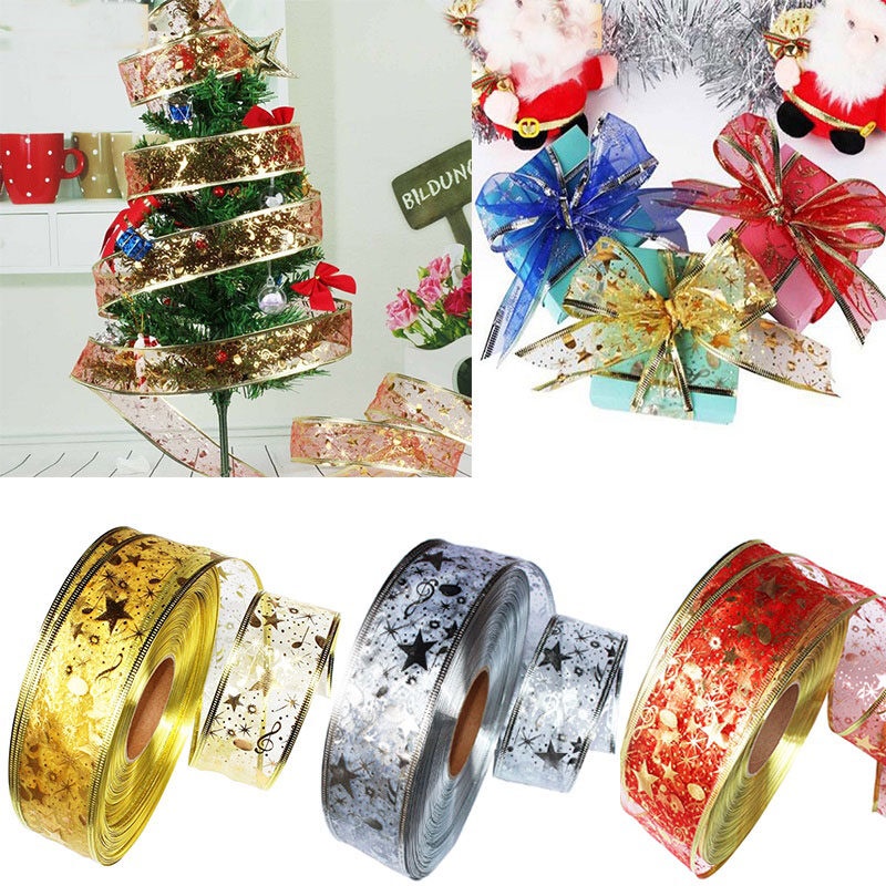 Cuộn ruy băng 2m nhiều màu sắc trang trí Giáng sinh tự làm