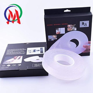 Băng keo nano 2 mặt dán cố định đồ vật đa năng siêu dính 3cm x 3m dày 1mm