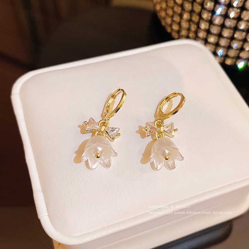 Khuyên Tai Hình Hoa Đính Nơ Phong Cách Hàn Quốc Cho Nữ