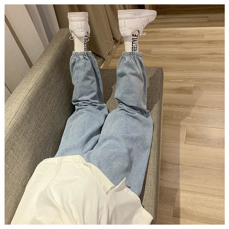 Quần Jean Ống Rộng Lưng Rút Dây Phong Cách Hàn Quốc Thời Trang Mùa Đông Dành Cho Nam