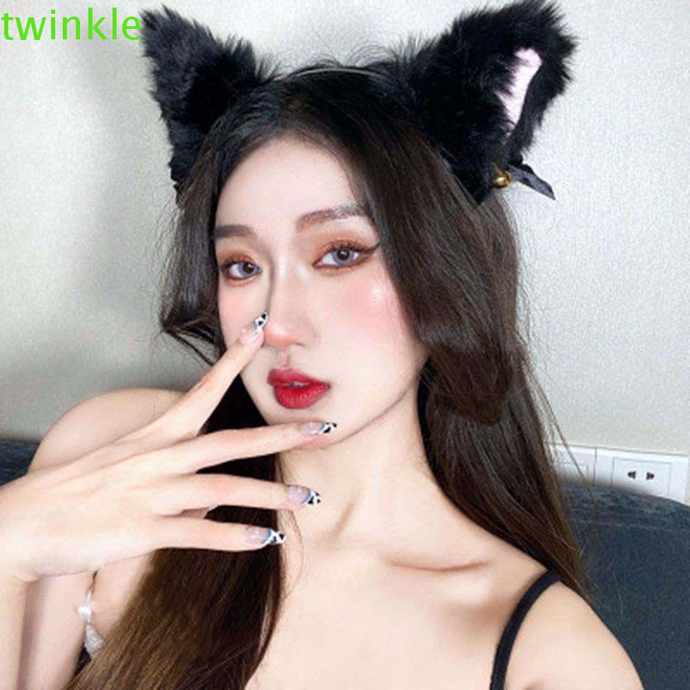 Cài tóc tai mèo bằng cotton phối chuông chống trượt phong cách Lolita nhiều màu sắc kiểu Hàn Quốc cho nữ