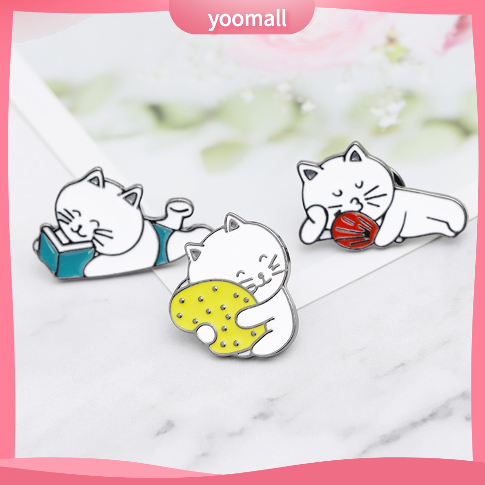 YOML✔Cartoon Cute Sleeping Cat Enamel Brooch Pin Badge Clothes Decor Jewelry Gift