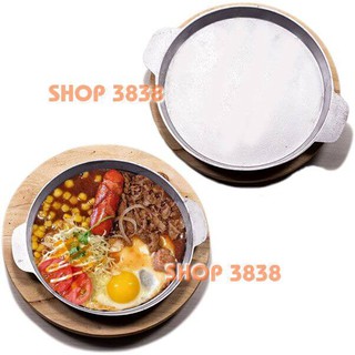 Combo 2 Chảo Gang ( Lựa Size 20-22-24 ) Kèm Đế Gỗ Làm Bò Né , Bánh Xèo, Steak