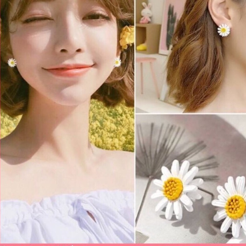 Bông tai hoa cúc họa mi dễ thương phiên bản Hàn Quốc siêu sang 2020