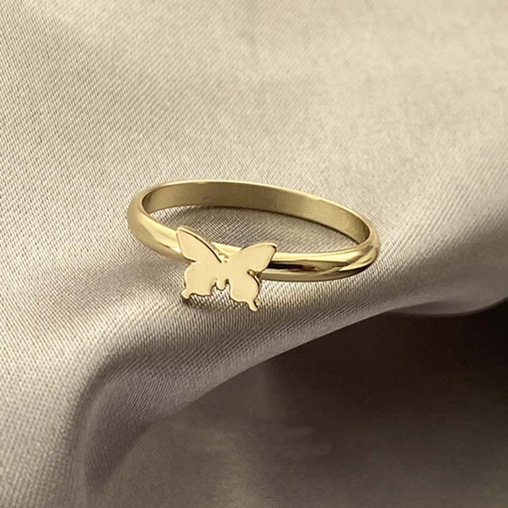 Nhẫn Đeo Tay Kim Loại Hình Bướm Vintage Cho Cặp Đôi