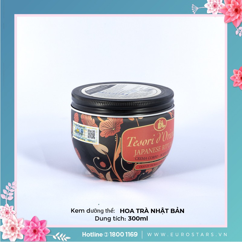 [Nhập MYPHMP3 giảm giá sốc] Kem dưỡng thể trắng da, dưỡng ẩm Tesori d'Oriente Hoa Trà Nhật Bản 300g - Nhập khẩu Italia | BigBuy360 - bigbuy360.vn