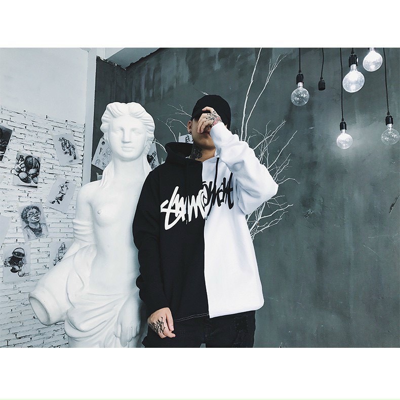 Áo Hoodie Hai Màu siêu Chất Nam Nữ Đều Mang Được Nha Khách Ơi-TP