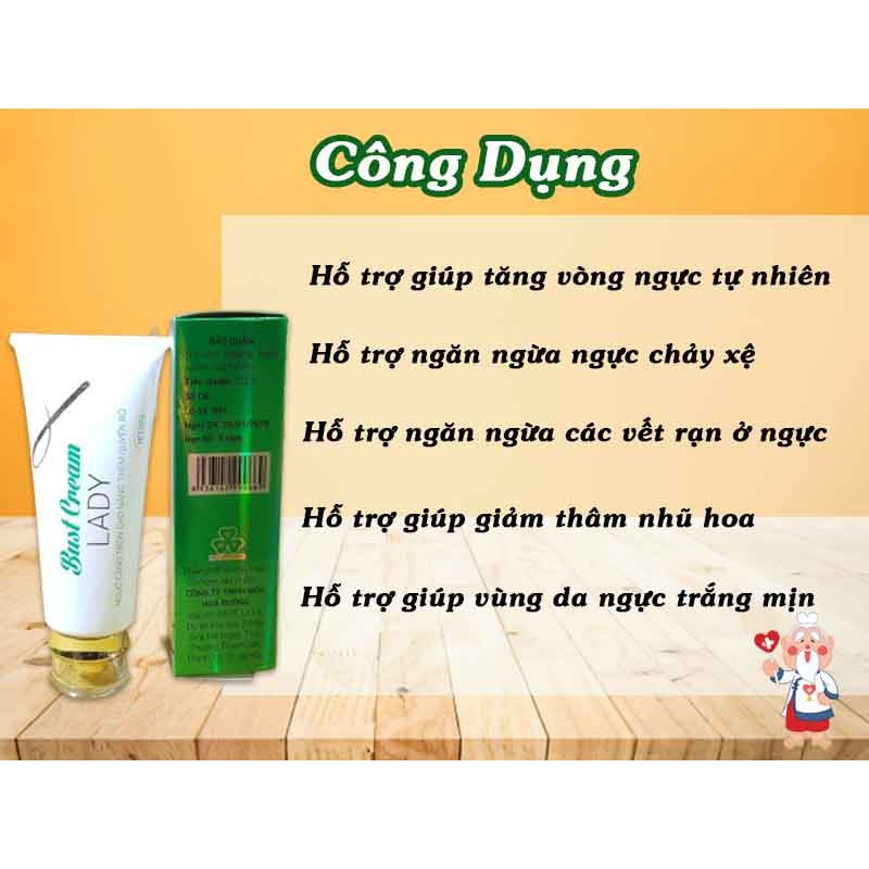 [ Hàng Chính Hãng ] Kem  Bust Cream Lady | Hỗ Trợ Tăng Kích Thước Vòng 1 Tự Nhiên | Hộp 50g | BigBuy360 - bigbuy360.vn