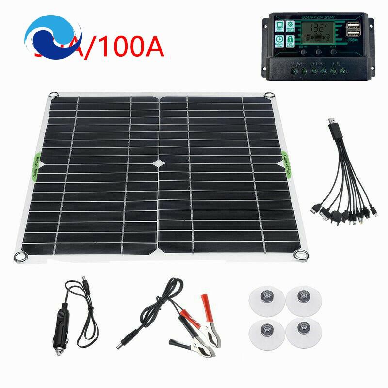 200W Watt Solar Panel Kit 12Volt Battery Charge Controller for Rv Caravan Boat -With 50A Controller