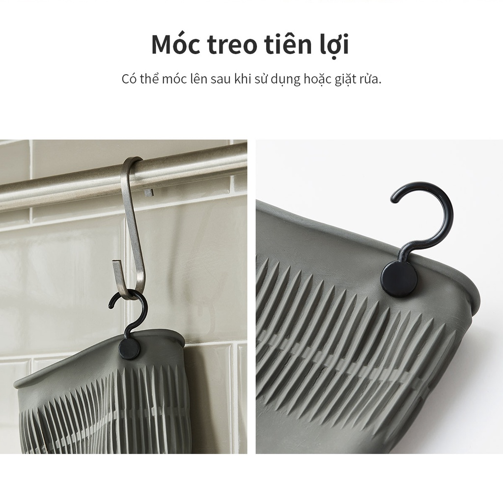 Găng tay cao su tự nhiên có móc treo - màu xám ETM (3 size)