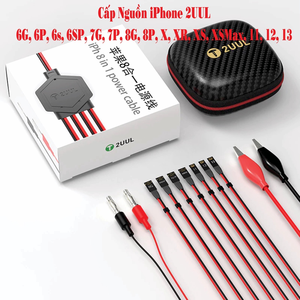 Dây cấp nguồn IP 2UUL 8 in 1 Hổ trợ Từ 6G đến 14Pro Max ( chân pin 13 và 14 dùng chung ) Mới nhất