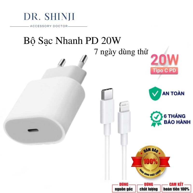 Bộ Sạc Nhanh PD 20W Chân EU Sử Dụng Cho Ip 12 Pro Max / Ip12 / IP 11 Pro Max/ 11 Pro/ X/ XS Max/ 8/ 8 Plus