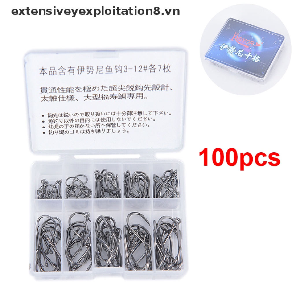 Set 100 lưỡi câu cá bằng thép không rỉ cao cấp