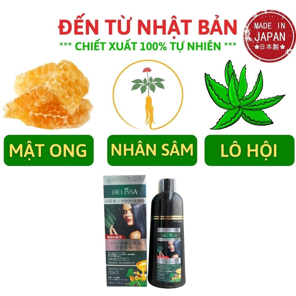Dầu Gội Phủ Bạc Gelissa 500ml Nhật Bản Dầu Gội Nhuộm Tóc Đen Thảo Dược Tự Nhiên An Toàn Chăm Sóc Tóc SHOP 9999
