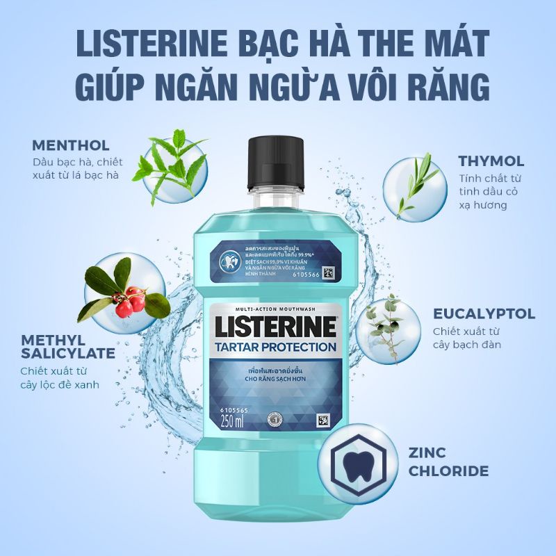 Nước súc miệng ngăn ngừa mảng bám Listerine Tartar Protection 500ml