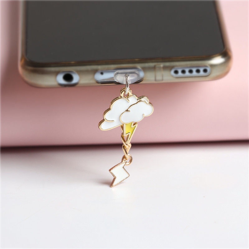 Nút Bịt Chống Bụi Chống Bụi Hình Đám Mây Mưa Cho Cổng Sạc Điện Thoại Di Động