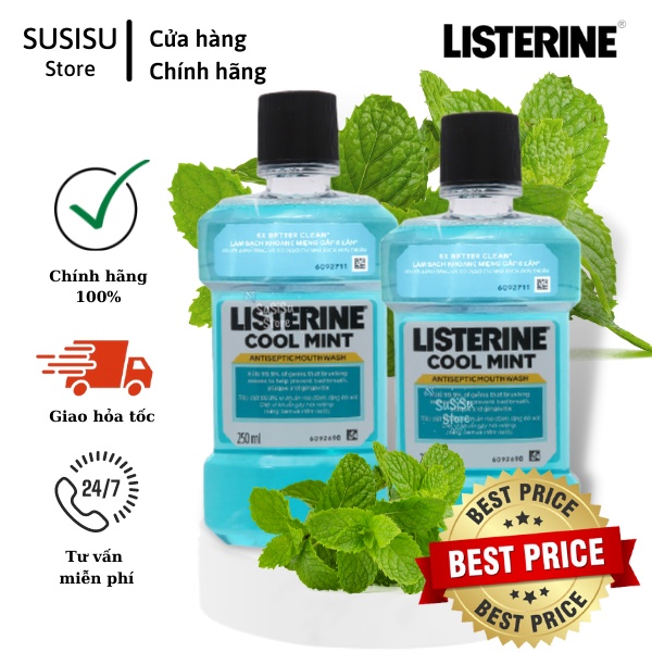 Nước xúc miệng Listerine 250ml nước súc miệng bạc hà thơm mát (1 chai)