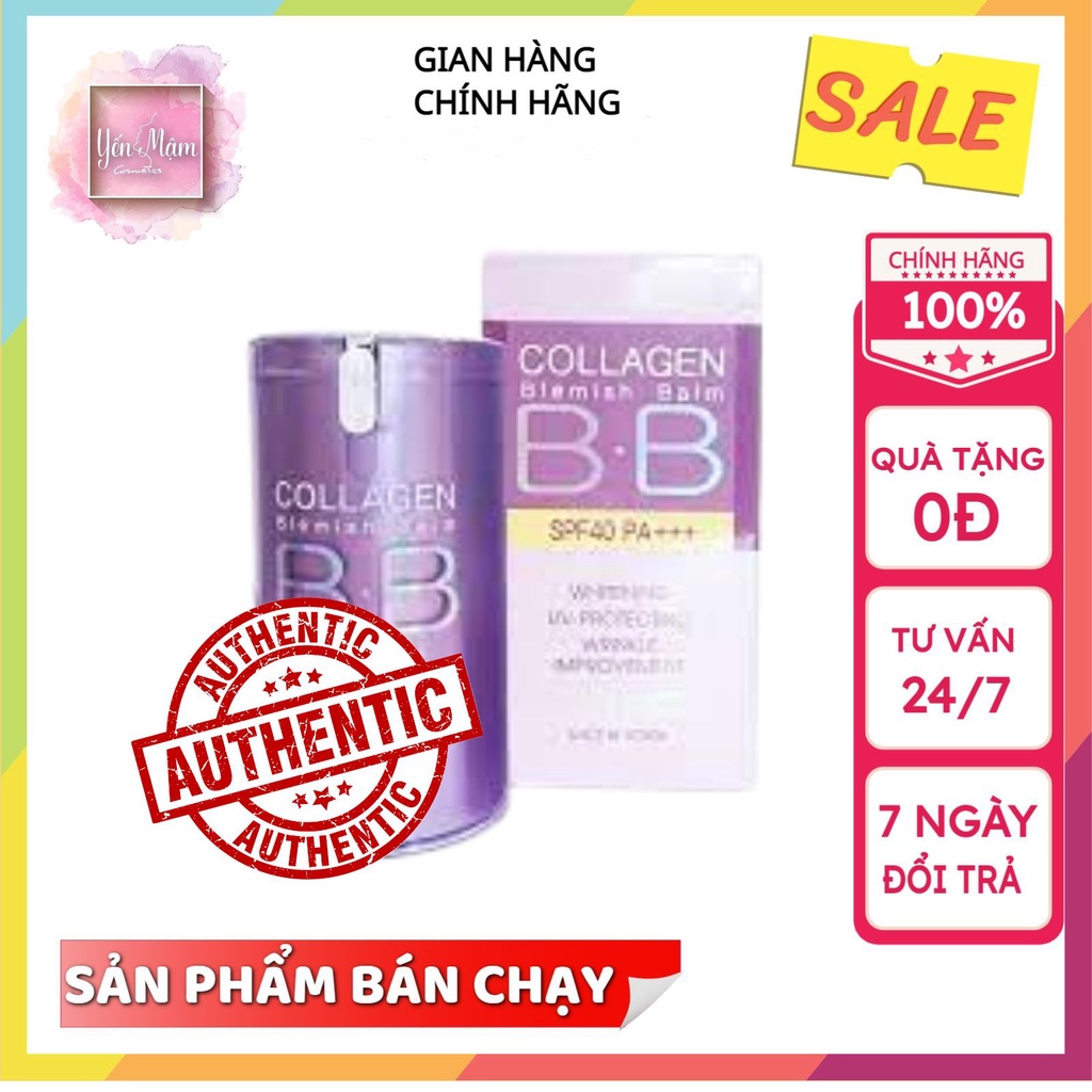 Kem nền CELLIO BB Collagen Cream Hàn Quốc tím siêu mịn chống lão hóa che phủ hoàn hảo