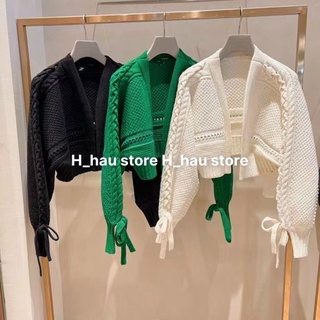Áo choàng len buộc nơ tay hàng QC
