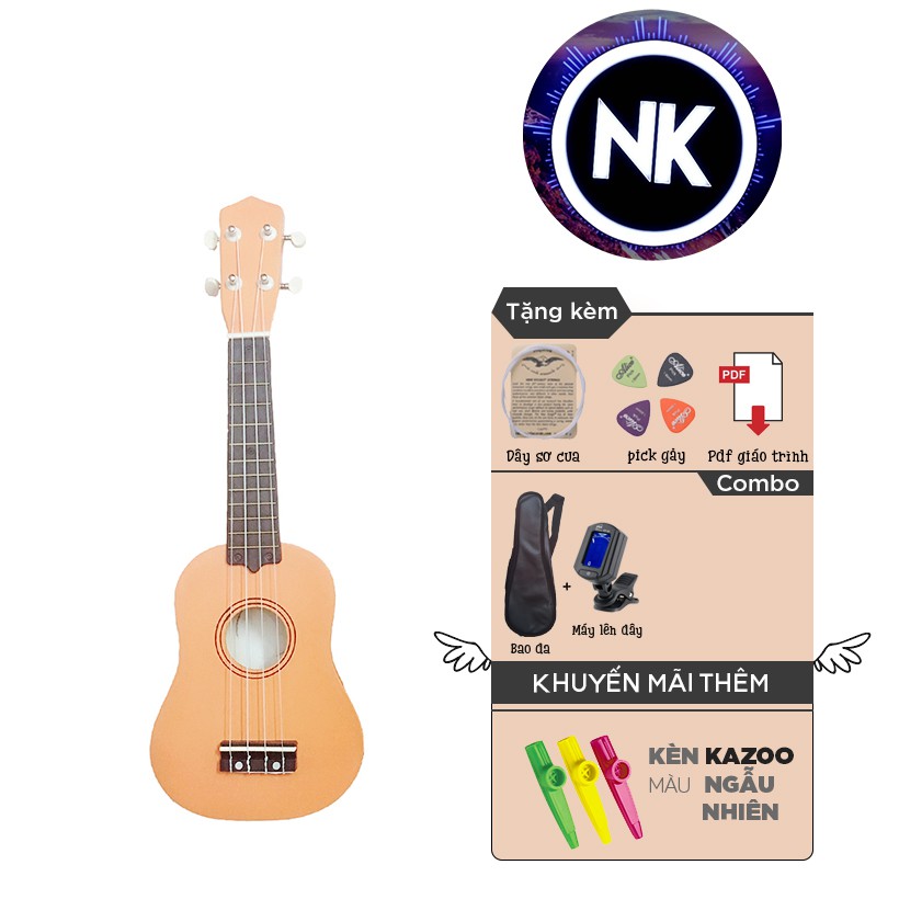 (MUA 1 ĐƯỢC 8) Đàn Ukulele Soprano 21" Full Phụ Kiện + Bao Da + Tuner + Kèn Kazoo