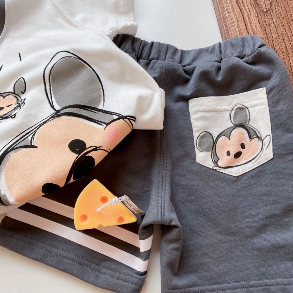 Bộ COTTON cho bé trai bộ thun cho bé hình Mickey chất COTTON 100% MSP 1245