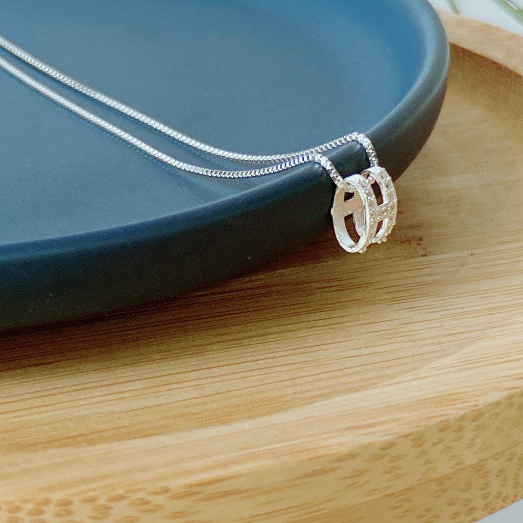 Dây chuyền bạc Ý 925 mặt chữ H cao cấp đính đá pha lê sang trọng