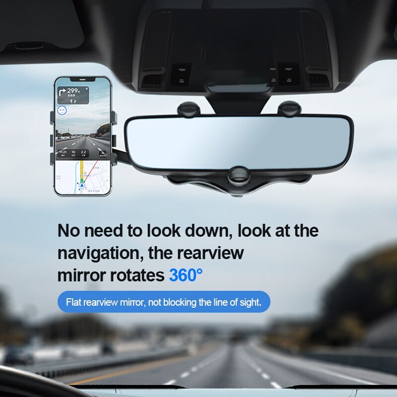Giá Đỡ Điện Thoại/GPS Xoay 360 Độ Thông Dụng Gắn Kính Chiếu Hậu Xe Hơi