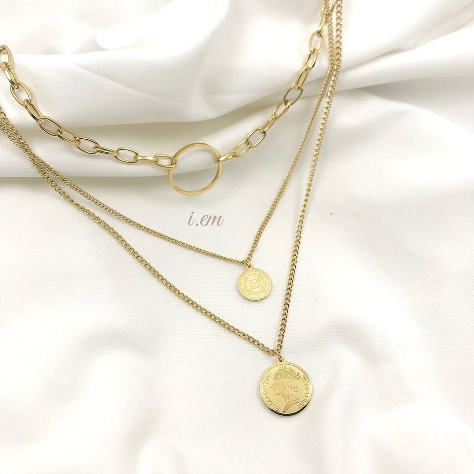 Dây chuyền nữ THÉP TITAN NGUYÊN CHẤT KHÔNG GỈ - Lux coins necklace iem.18