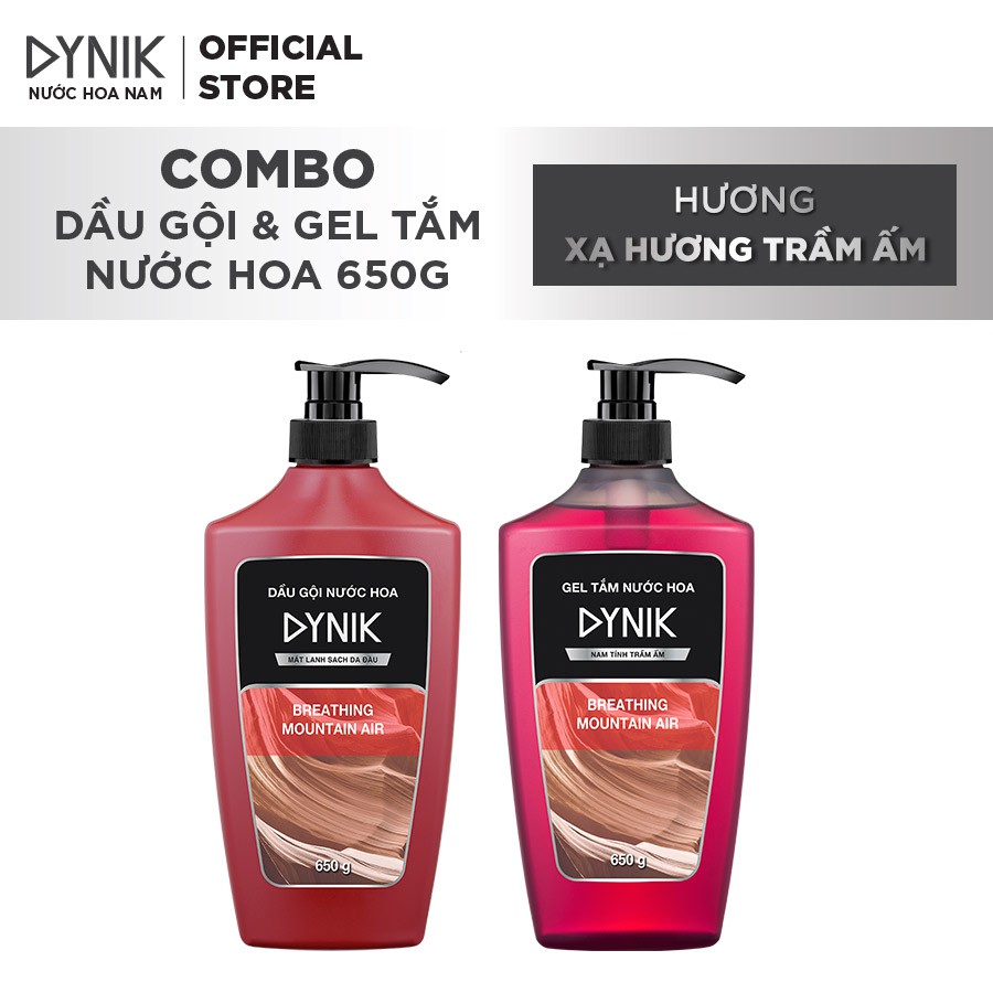 Combo tắm gội nam Dynik - Xạ hương trầm ấm 650g/chai