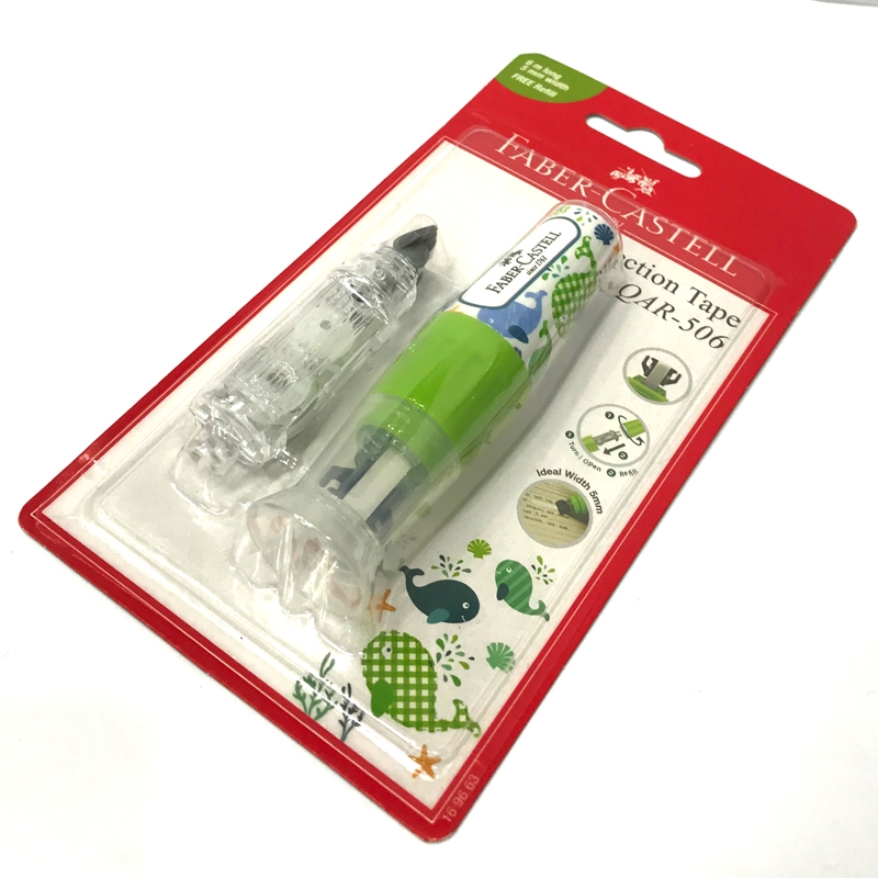 Bút Xoá Kéo Nắp Đậy QAR 506-6M - Fancy Green + 1 Refill - Faber-Castell