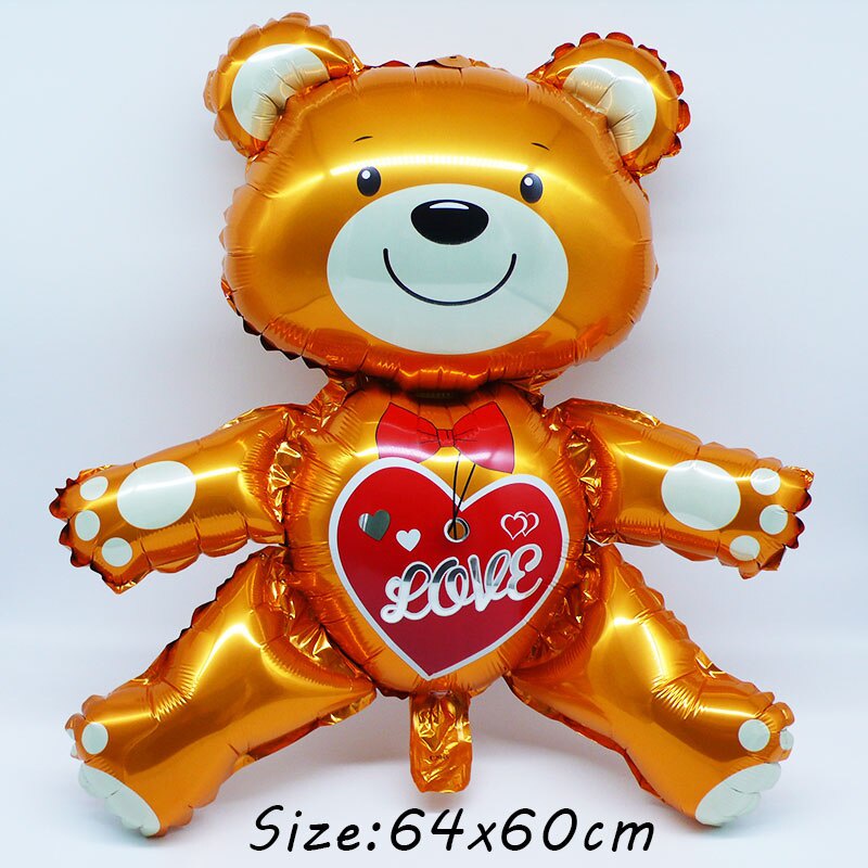 Bong bóng lá nhôm thiết kế hình gấu/ trái tim/ chữ LOVE/ nhẫn đáng yêu dành cho trang trí tiệc tùng