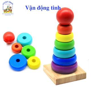 Đồ chơi gỗ tháp cầu vòng xếp chồng cho bé - Giáo dục Montessori - Đồ chơi thông minh - Chất liệu an toàn - Siêu bền đẹp