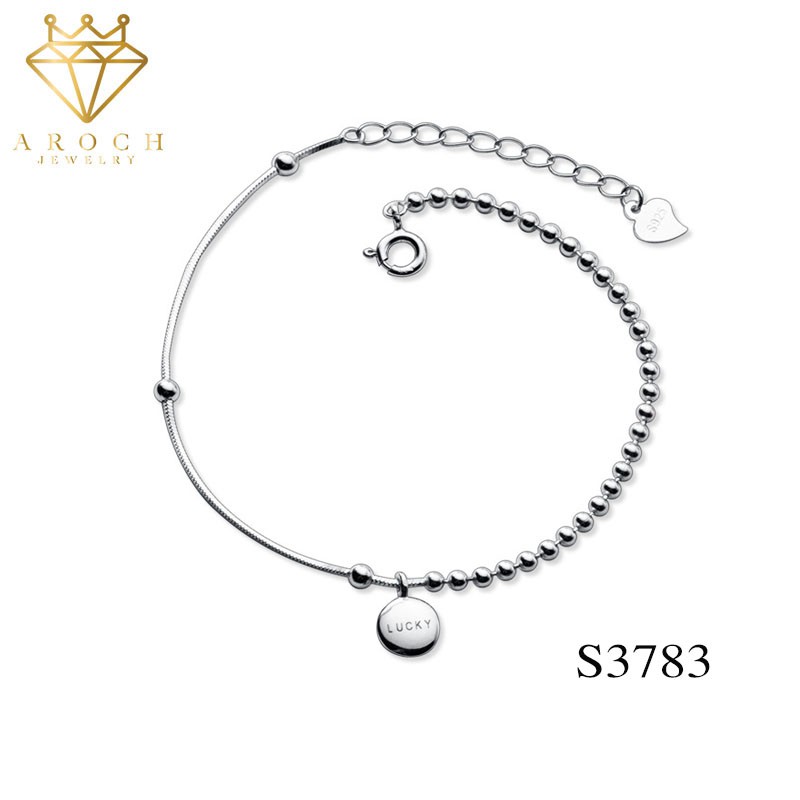 Vòng tay nữ bạc Ý s925 mặt bạc Lucky may mắn S3783 - AROCH Jewelry