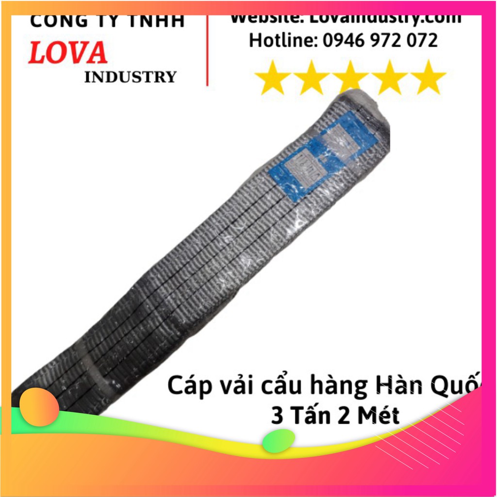 Dây Cáp Vải Cẩu Hàng Hàn Quốc Bản Dẹp 3 Tấn 2 mét - (Chất Lượng)