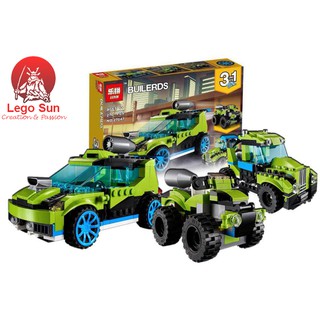 Lego lepin 24047 lắp ráp xe đua động cơ tên lửa 270 khối, lắp được 3 mẫu xe khác nhau