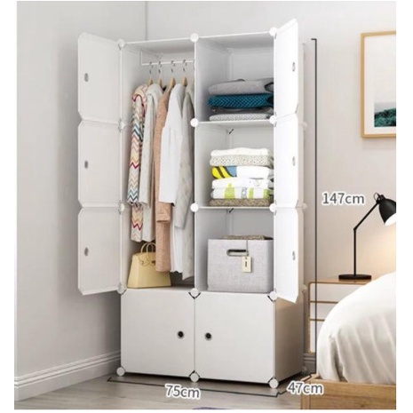 TỦ NHỰA LẮP GHÉP TỦ QUẦN ÁO 8 Ô SÂU 47 TẶNG THANH TREO THÔNG MINH TIỆN LỢI