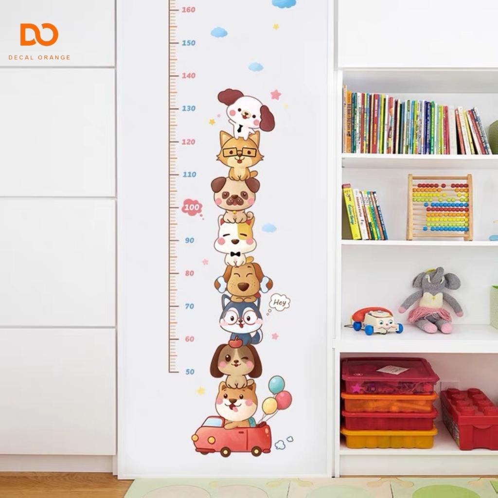 Decal dán tường thước đo chiều cao tinh nghịch, Giấy dán tường trang trí phòng ngủ tủ quần áo