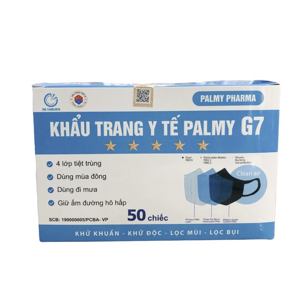 Khẩu Trang Y Tế PALMY G7 Kháng Khuẩn 4 Lớp ( Hộp 50 chiếc )