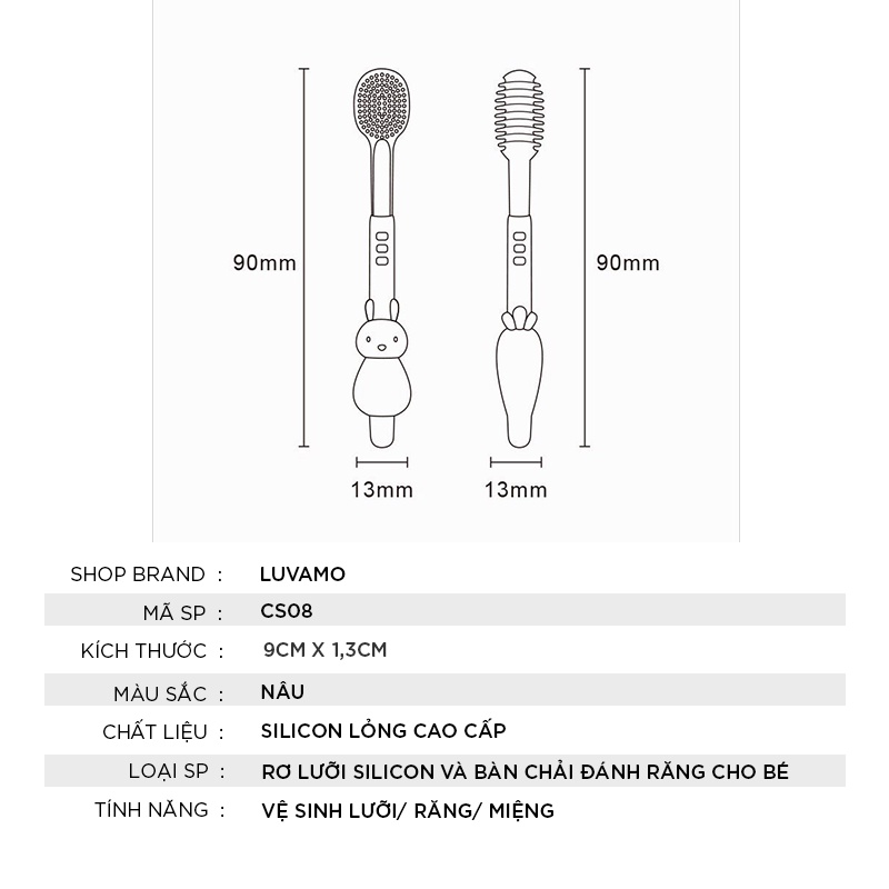 Rơ lưỡi bàn chải silicon cho bé luvamo CS08