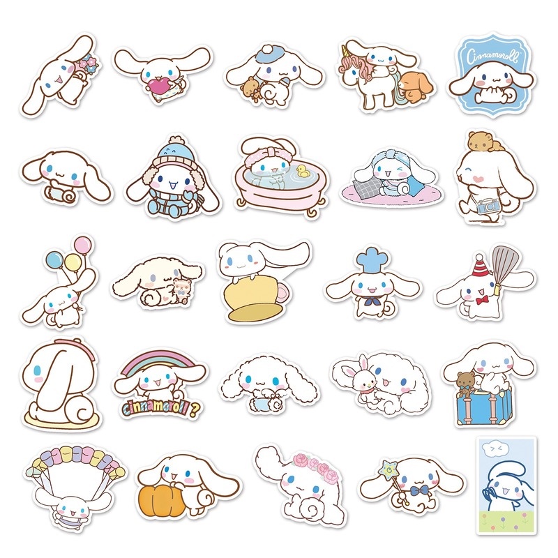 Z & M❀ Hình Dán Cinnamoroll ❀ Bộ 50 Miếng Dán Chống Thấm Nước Hình Sanrio Trang Trí Độc Đáo