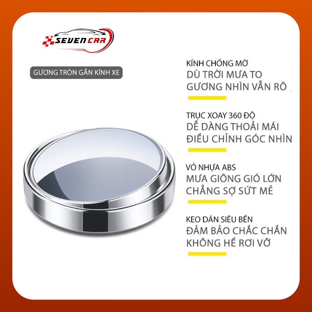 Gương cầu lồi chiếu hậu oto, có viền xoay 360 xóa điểm mù cao cấp, tặng keo dán kèm theo - SEVEN.CAR