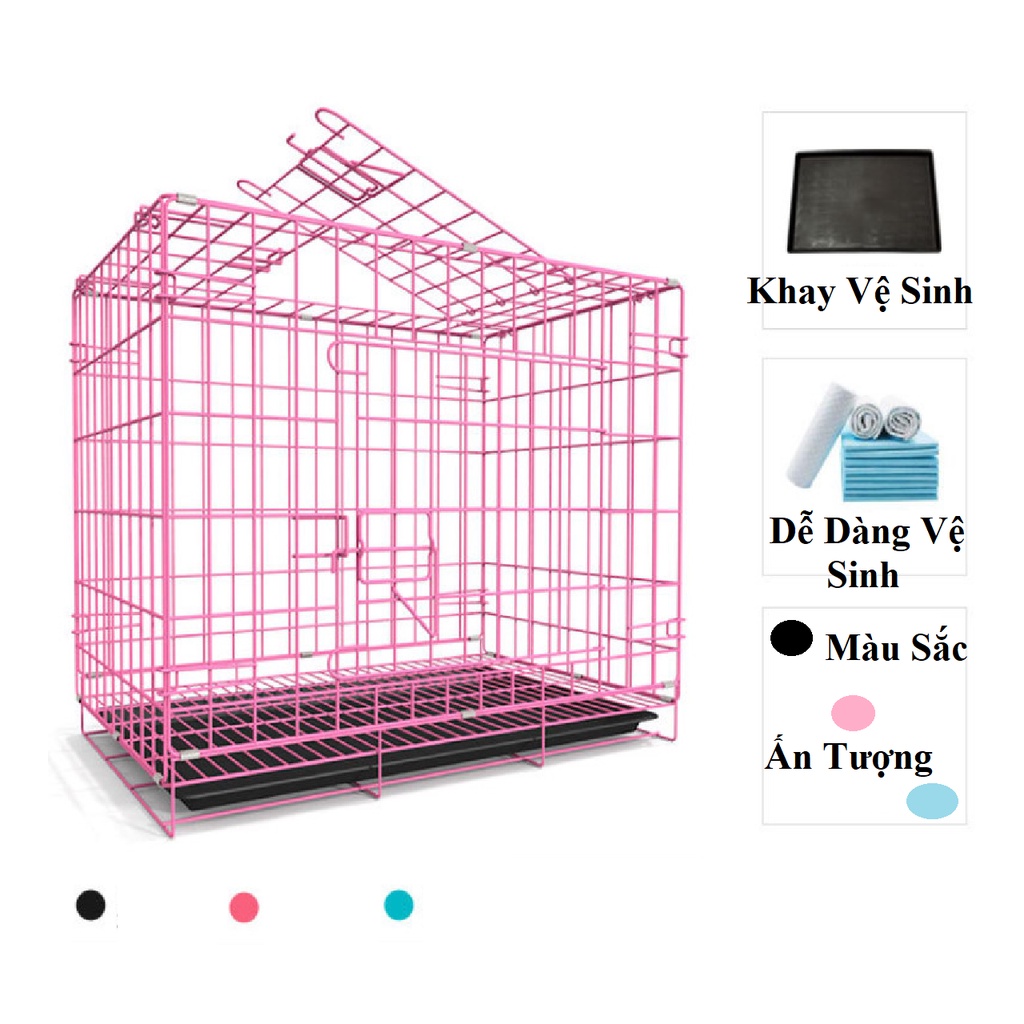 Lồng Chó Mèo Giá Rẻ Màu Sơn Tĩnh Điện Kích Thước 60x42x50cm (Chó Mèo Dưới 7Kg)