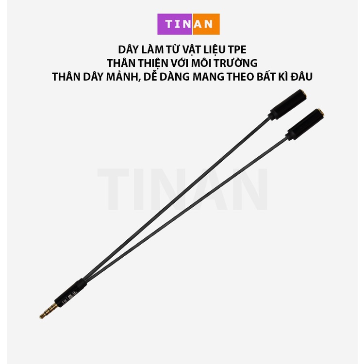 Dây Cáp Chuyển Đổi Audio 3.5mm, 3 PIN sang 4 PIN, 2 To 1, Dài 20cm, Dùng Cho Điện Thoại, Laptop