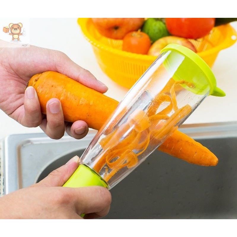 Dụng Cụ Gọt Vỏ Rau Củ Quả - Dao Nạo Bào Củ Có Hộp Đựng Vỏ Tiện Lợi