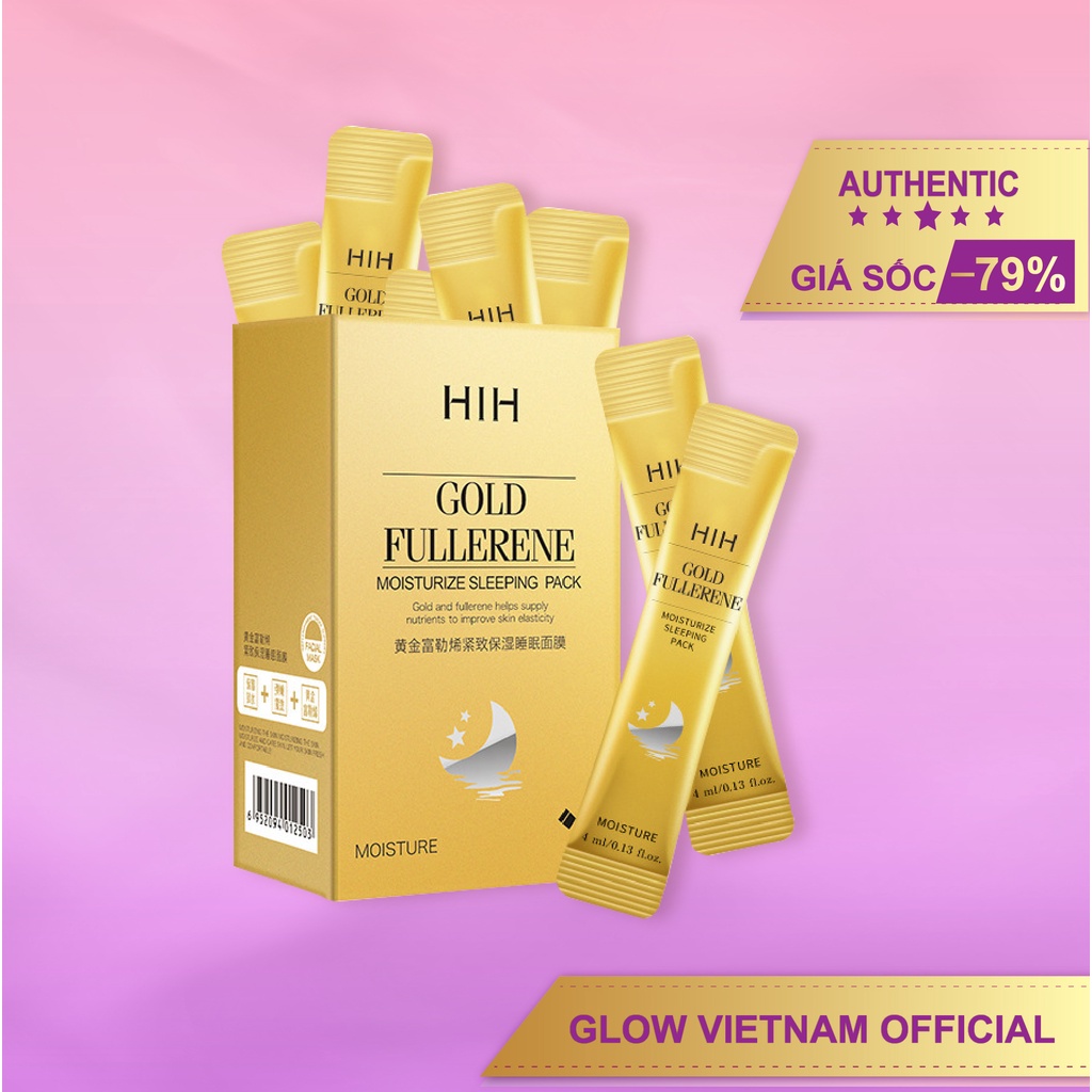 Mặt nạ ngủ tinh chất vàng Gold Fullerene HIH dưỡng ẩm làm trắng mịn da - Glow Vietnam