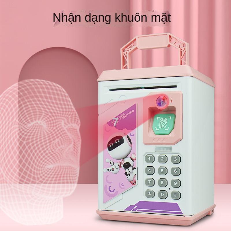 FCon heo đất mật khẩu dấu vân tay mới học tiểu trẻ em người lớn hộ gia đình net đồ chơi màu đỏ hộp tiền thông minh